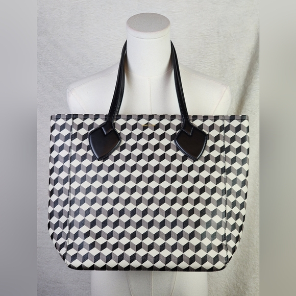 Anne Klein Georgia Tote Black White Geometric Lion Print Structured Bag - Picture 3 of 13